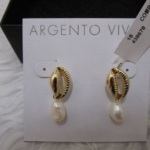 NWT Gold tone ARGENTO VIVO Pearl Drop EARRINGS - Picture 6 of 8